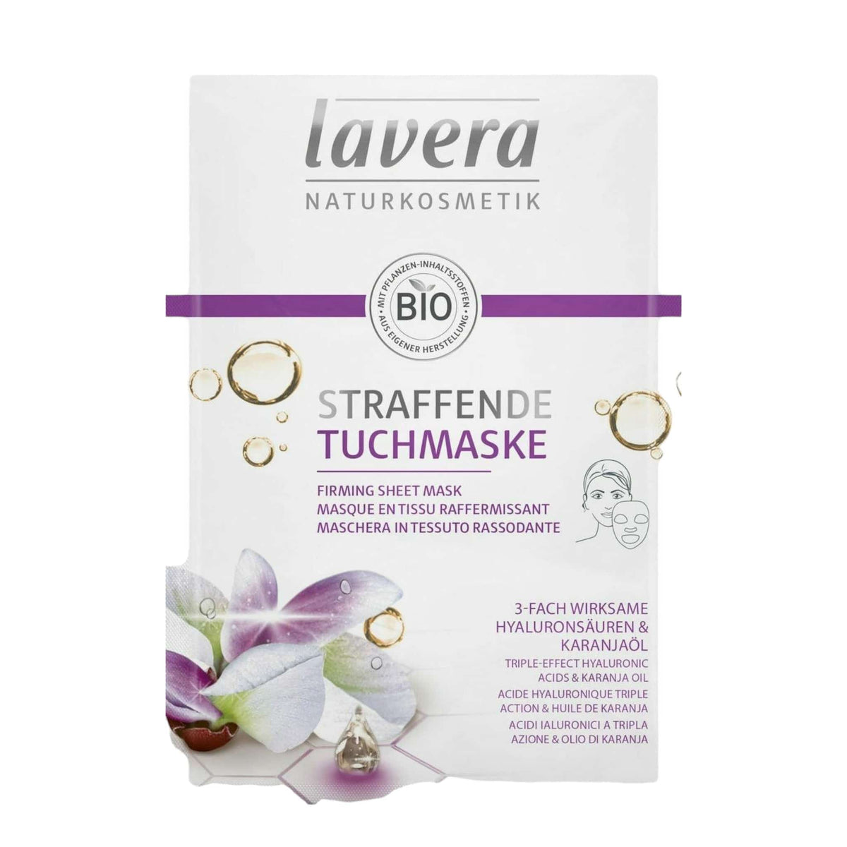 Lavera Firming Sheet Mask with Triple Effect Hyaluronic Acids & Karanja Oil