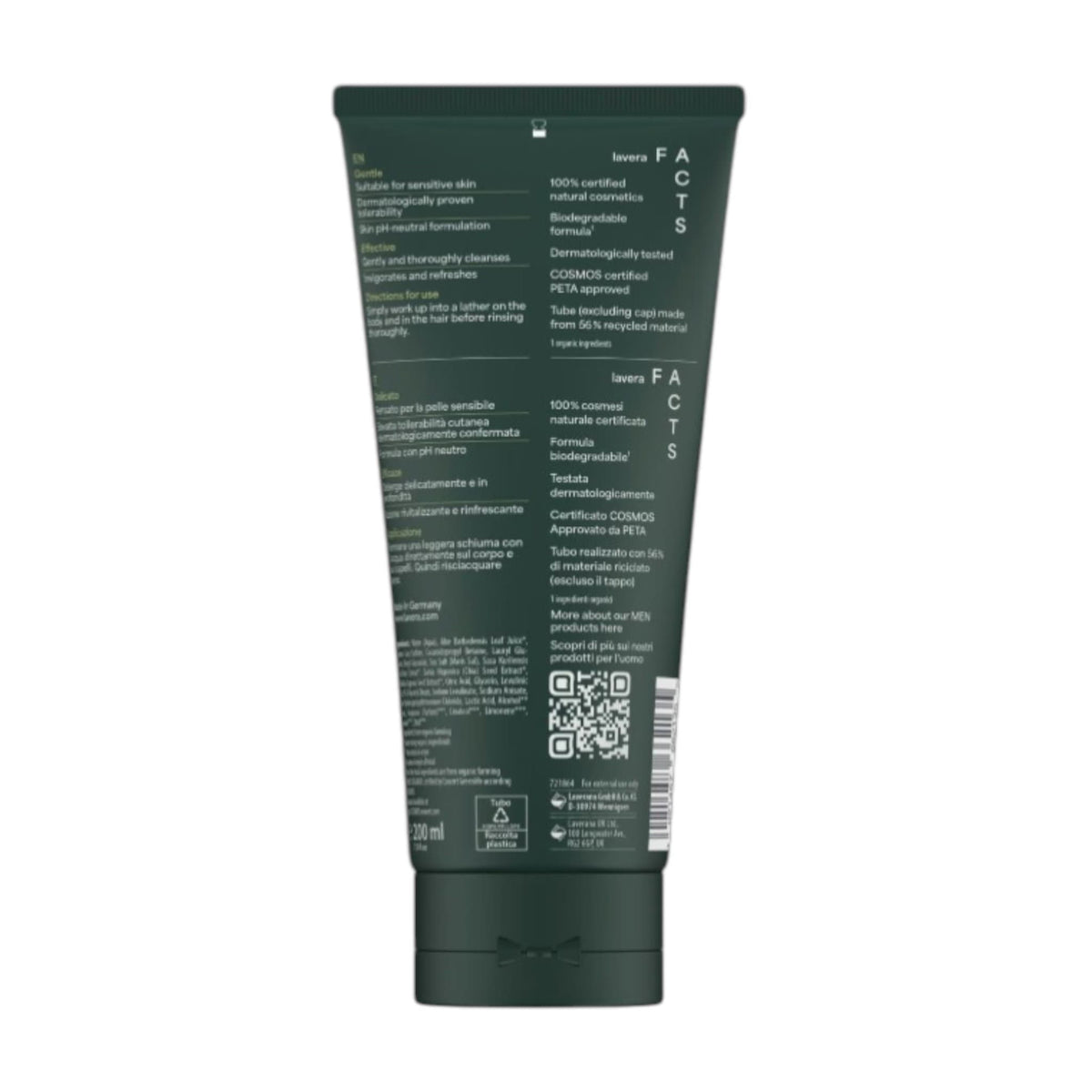 Lavera Men Sensitive Αφρόλουτρο σε Gel με Βιολογική Αλόη & Βιολογικό Μπαμπού 200ml 3