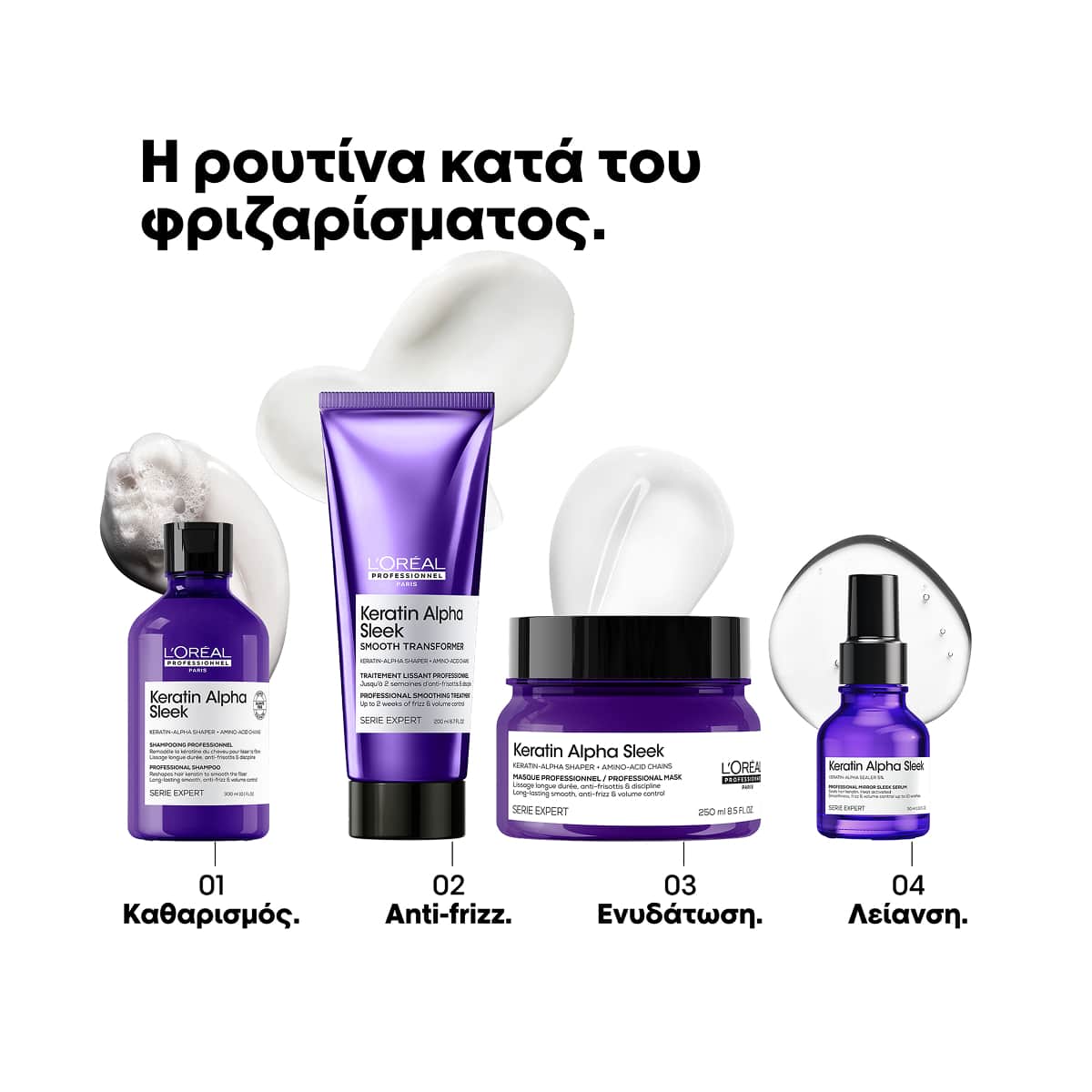 L'Oreal Professionnel Keratin Alpha Sleek Professional Mask Μάσκα Λείανσης Για Ατίθασα Μαλλιά 250ml 5
