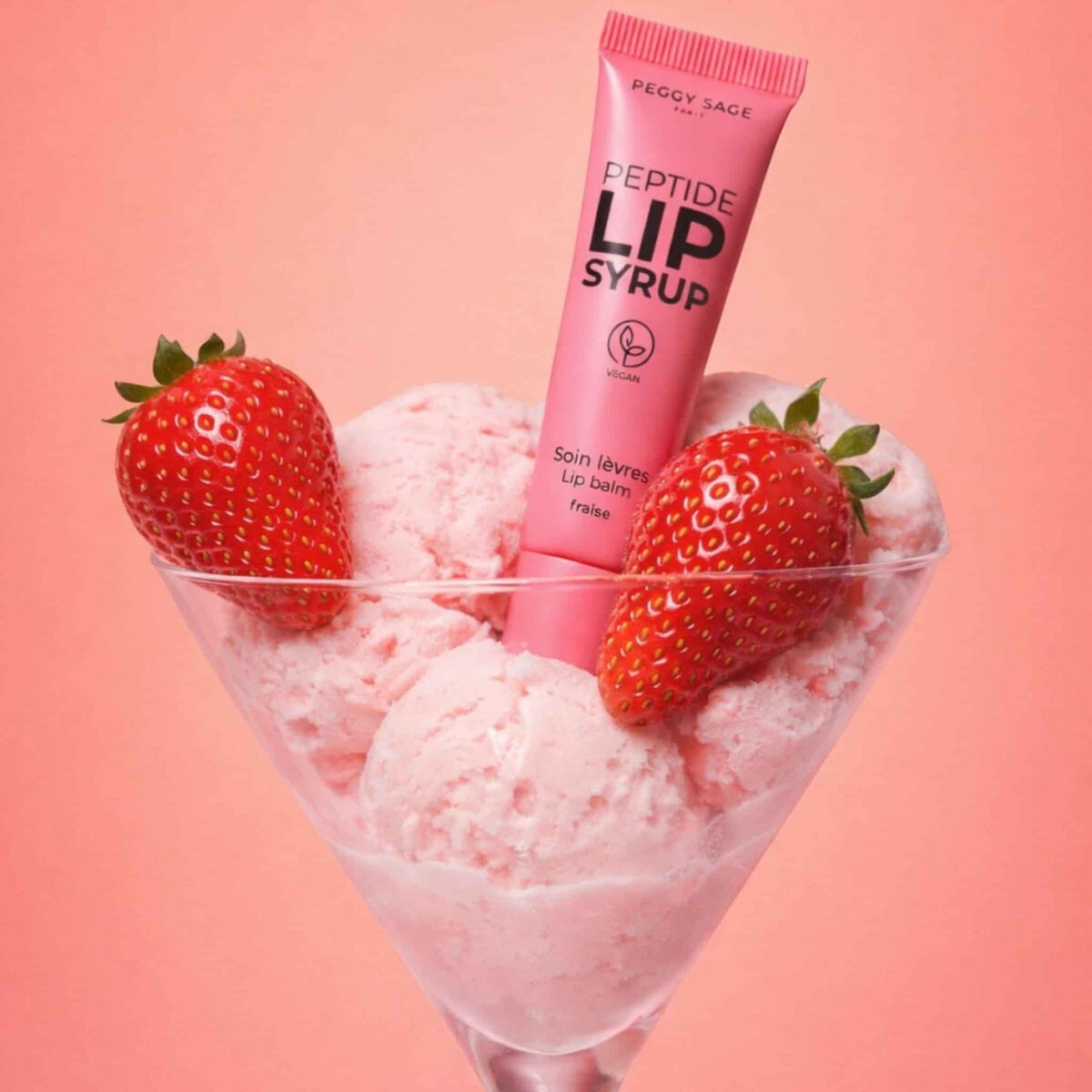 Peggy Sage Peptide Lip Syrup Fraise Lip Balm με Πεπτίδια & Άρωμα Φράουλα 10ml 2