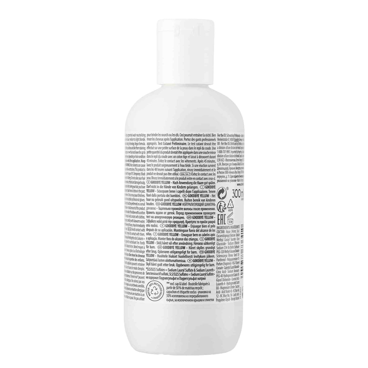 Schwarzkopf Professional Goodbye Yellow Shampoo Σαμπουάν Εξουδετέρωσης Κίτρινων Τόνων για Καστανά Μαλλιά 300ml 2
