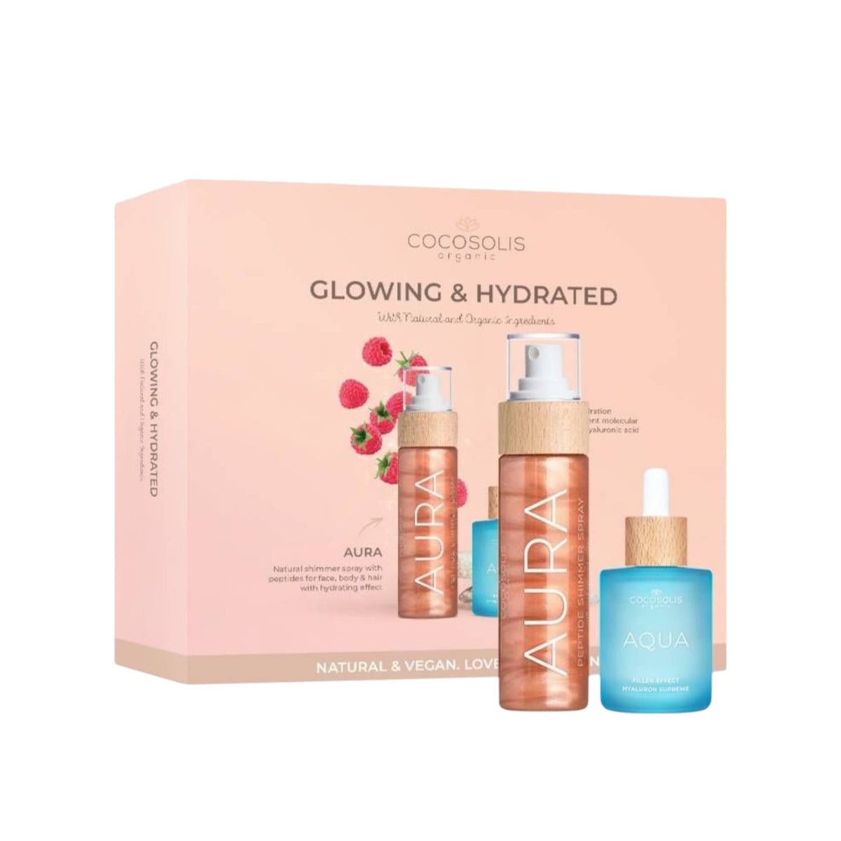 Cocosolis Glowing And Hydrated Christmas Set (Peptide Shimmer Spray 100ml, Filler-Effect Hyaluron Supreme 50ml)