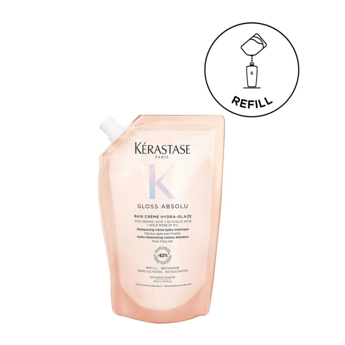 Kerastase Gloss Absolu Bain Creme Hydra-Glaze Σαμπουάν Refill Ενυδάτωσης και Λάμψης για Χοντρά και Φριζαρισμένα Μαλλιά 500ml 1