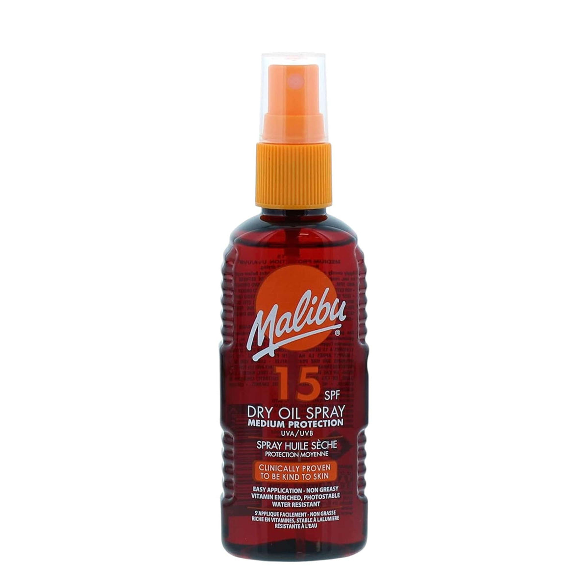 Malibu Dry Oil Spray Ξηρό Αντηλιακό Λάδι Σώματος σε Σπρέι με SPF15 100ml 1