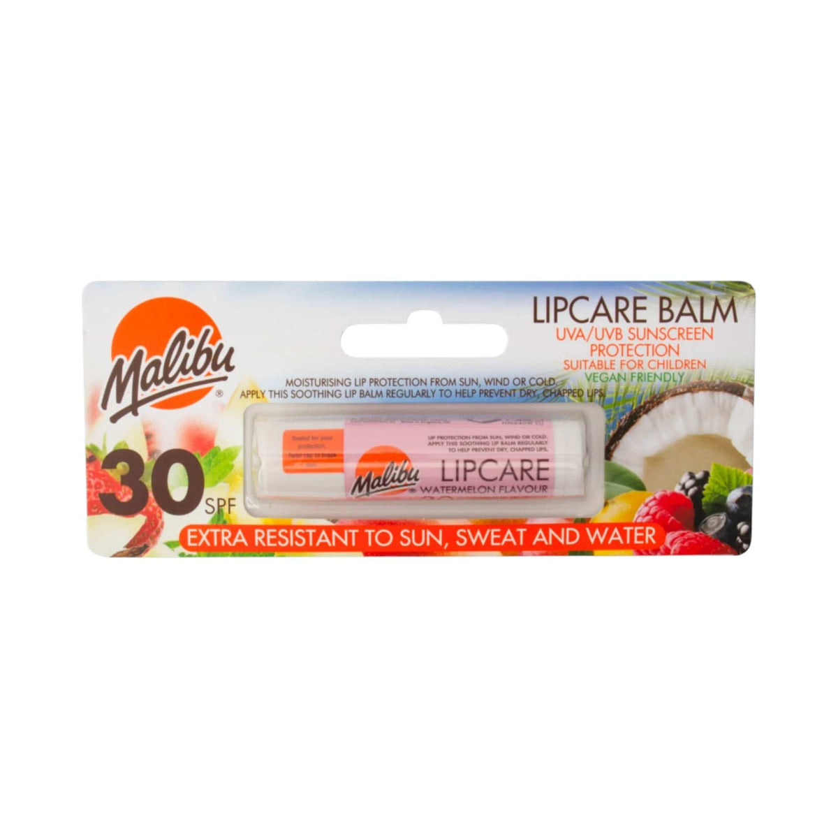 Malibu Lip Care Balm Ενυδατικό Βάλσαμο Χειλιών με Γεύση Καρπούζι και SPF30 5g 1