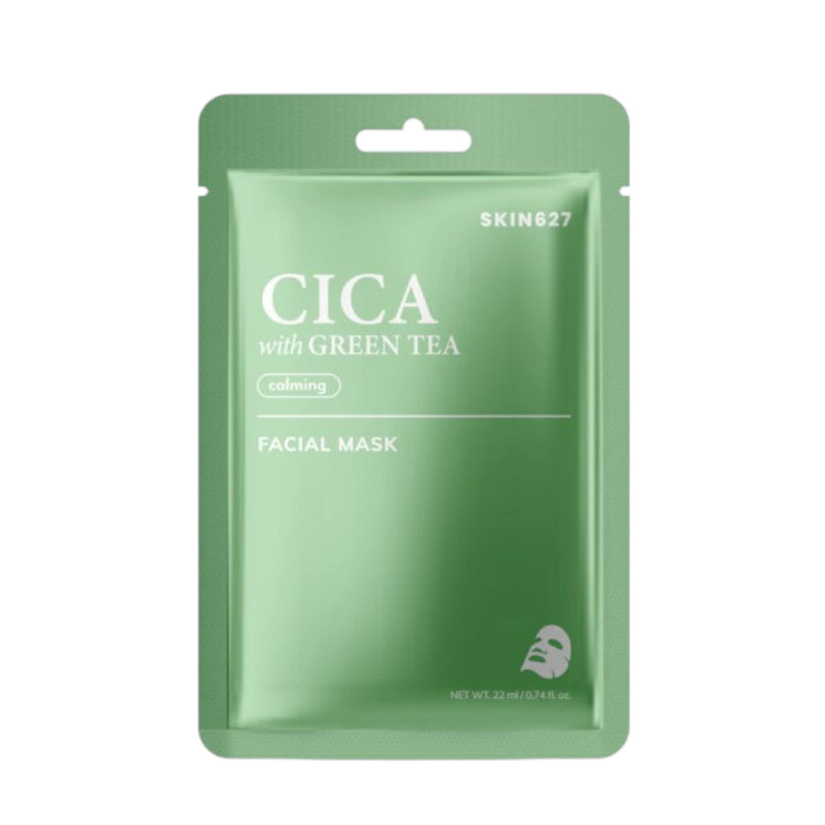 SKIN627 Calming Face Mask CICA with Green Tea Καταπραϋντική Μάσκα Προσώπου με CICA & Πράσινο Τσάι 22ml 1